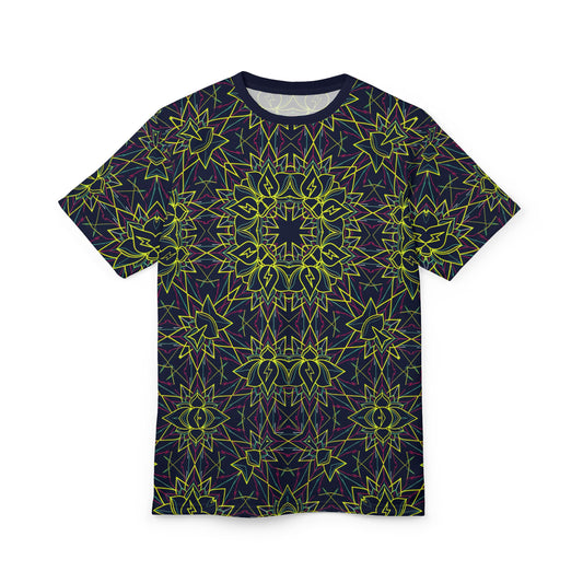 Electric Lotus Current All-Over Print T-Shirt - Neon Sacred Geometry Psychedelic Lightning Festival Tee