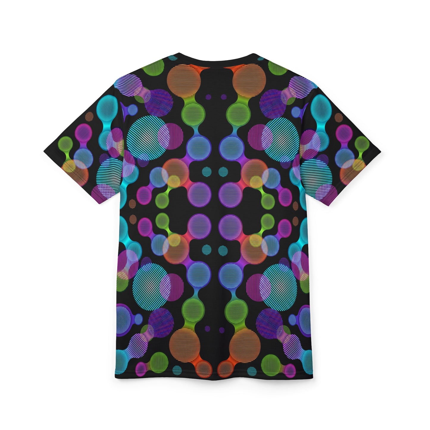 Kinetic Moiré Orb Mandala AOP T-Shirt - Neon Op-Art Sacred Geometry Pattern, Psychedelic Festival Rave Streetwear