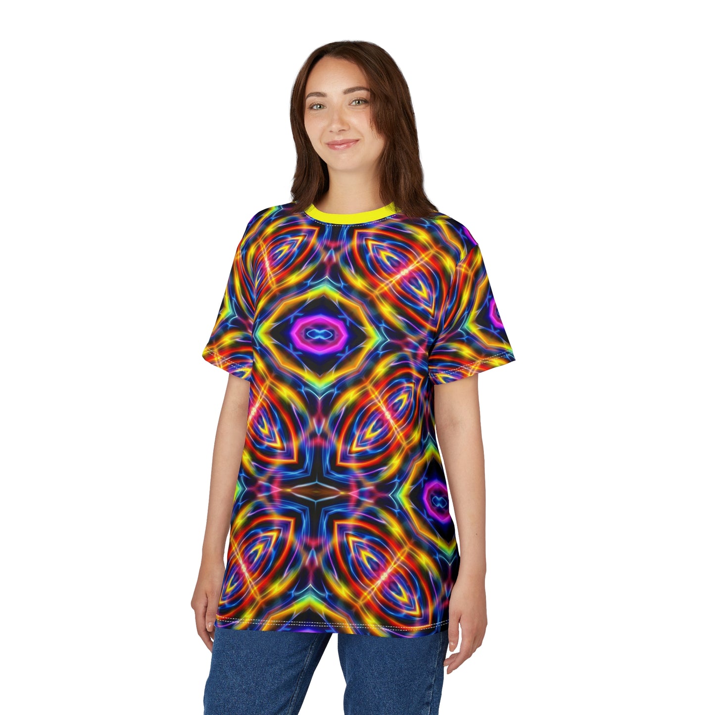 Auric Motion T-Shirt - Neon Energy Waves - Psychedelic Vibration Pattern - Sacred Geometry Tee for Festivals