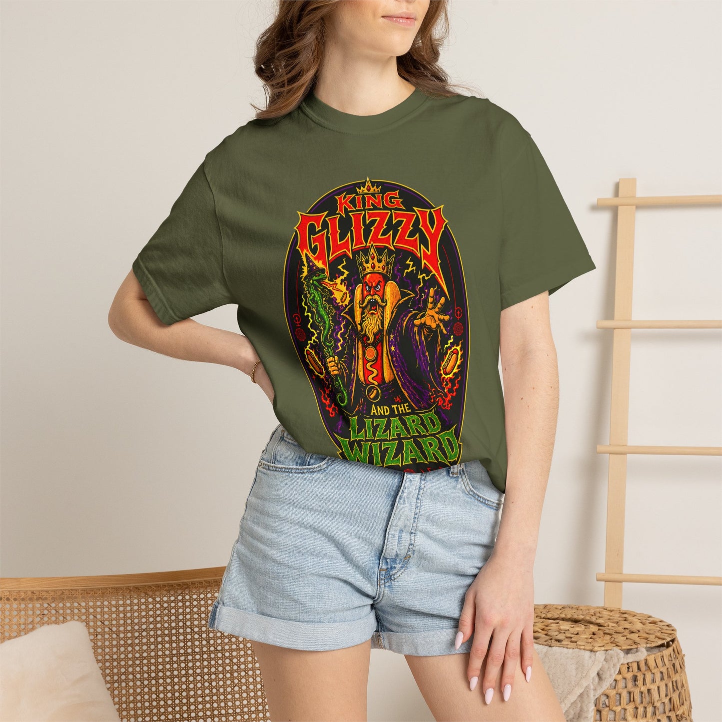 King Glizzy and the Lizard Wizard Retro Rock Graphic T-Shirt