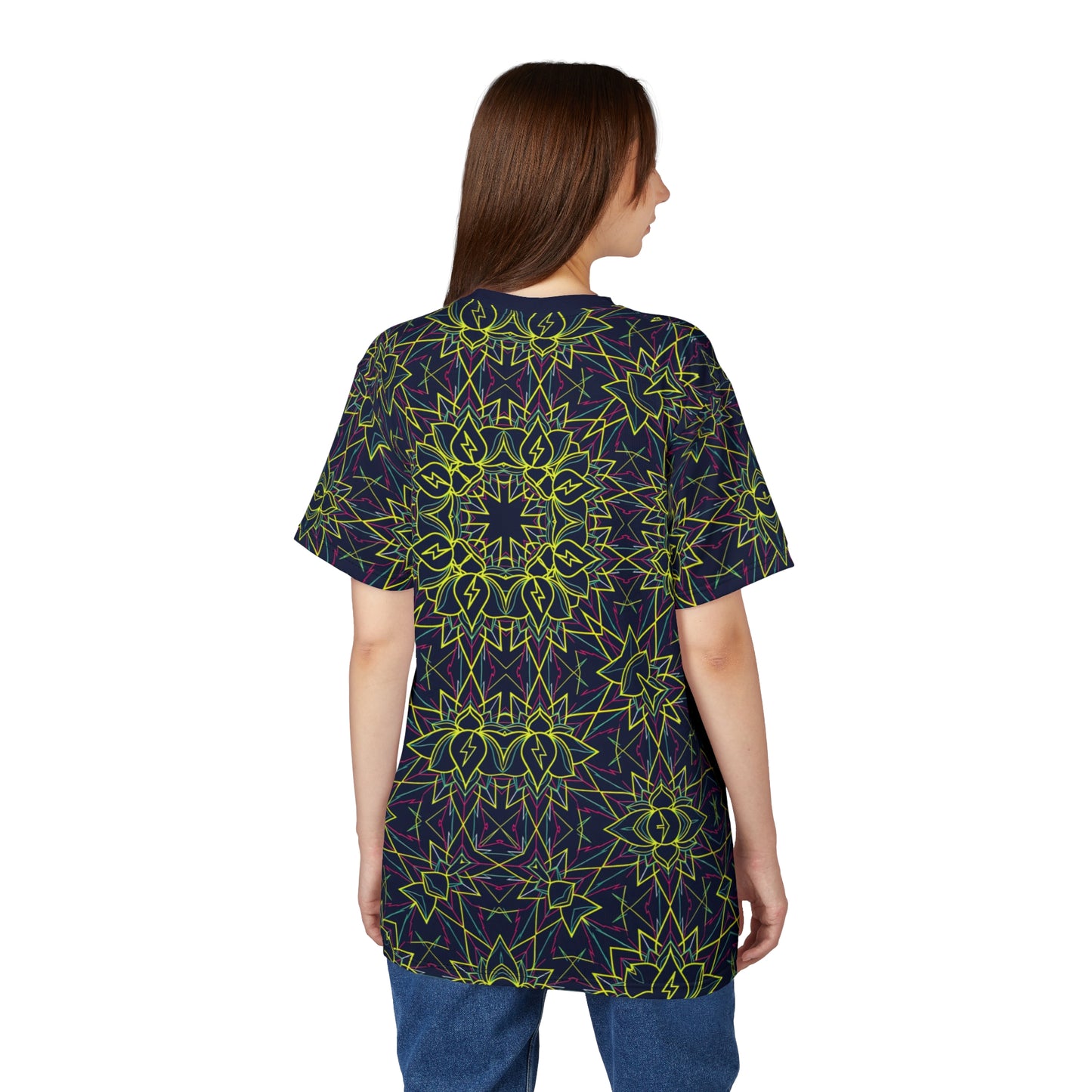 Electric Lotus Current All-Over Print T-Shirt - Neon Sacred Geometry Psychedelic Lightning Festival Tee