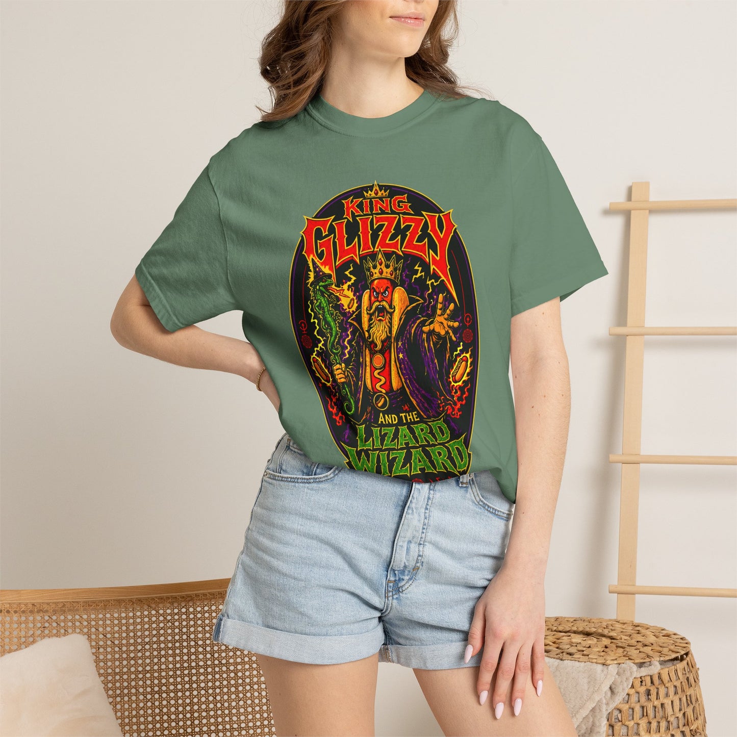 King Glizzy and the Lizard Wizard Retro Rock Graphic T-Shirt