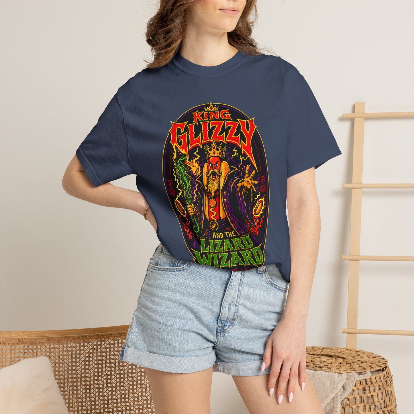 King Glizzy and the Lizard Wizard Retro Rock Graphic T-Shirt