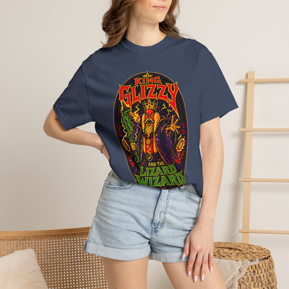King Glizzy and the Lizard Wizard Retro Rock Graphic T-Shirt