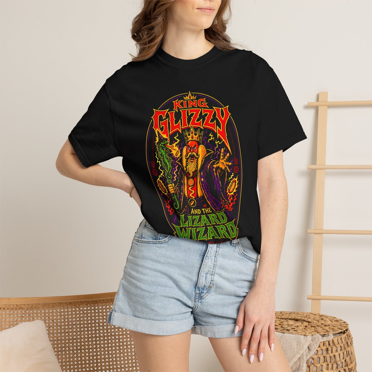 King Glizzy and the Lizard Wizard Retro Rock Graphic T-Shirt