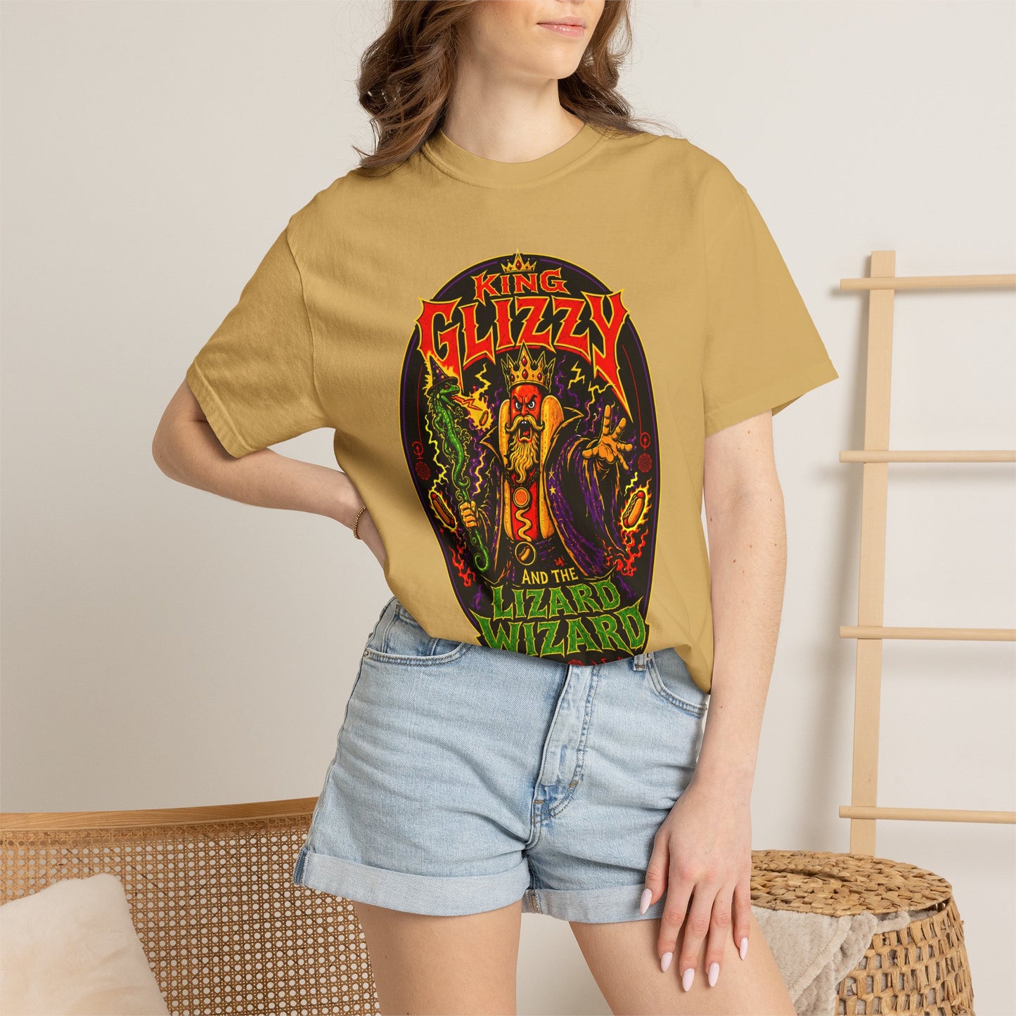 King Glizzy and the Lizard Wizard Retro Rock Graphic T-Shirt