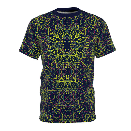 Electric Lotus Current All-Over Print T-Shirt - Neon Sacred Geometry Psychedelic Lightning Festival Tee