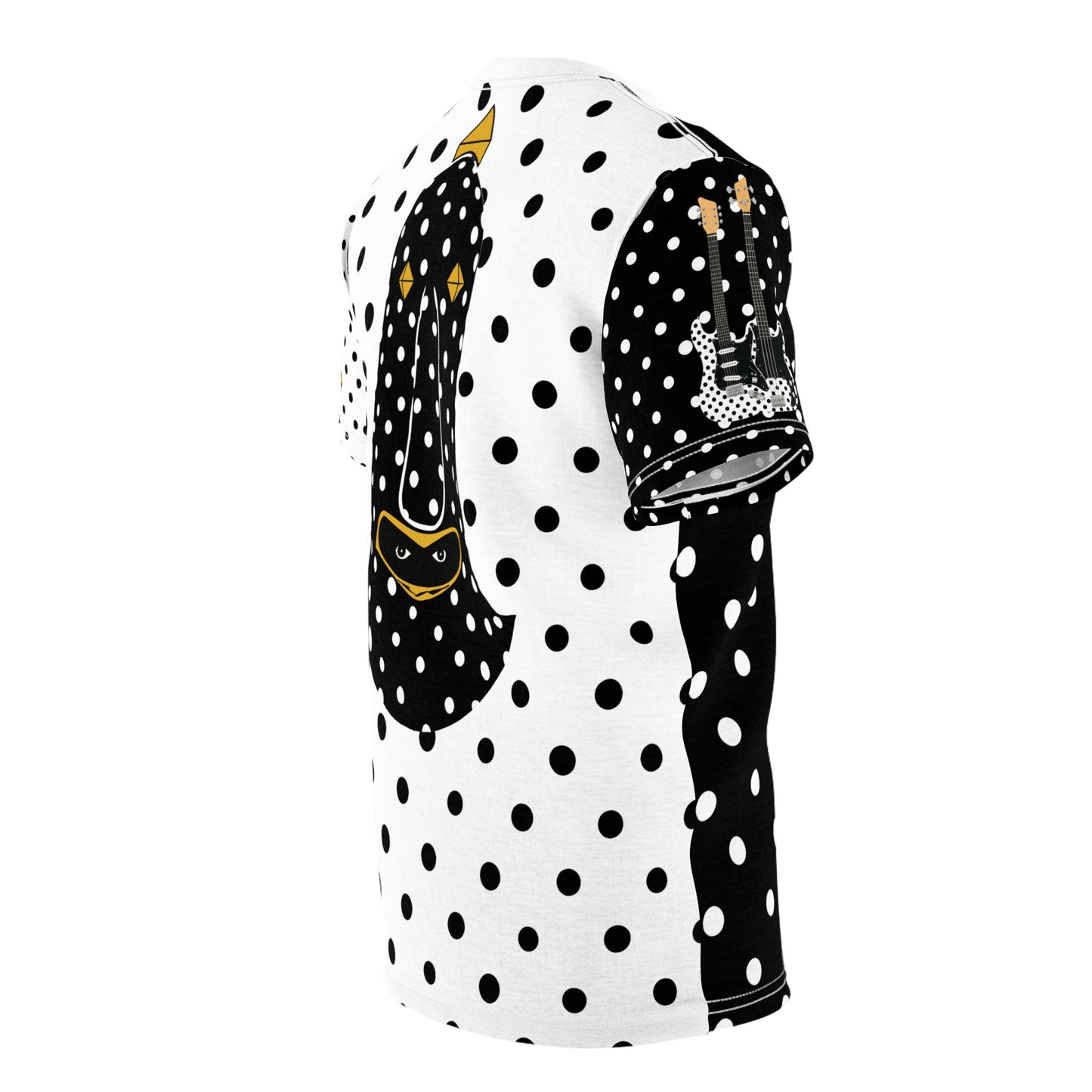 Polka Dot Clown Illustration Tee | Black White Yellow