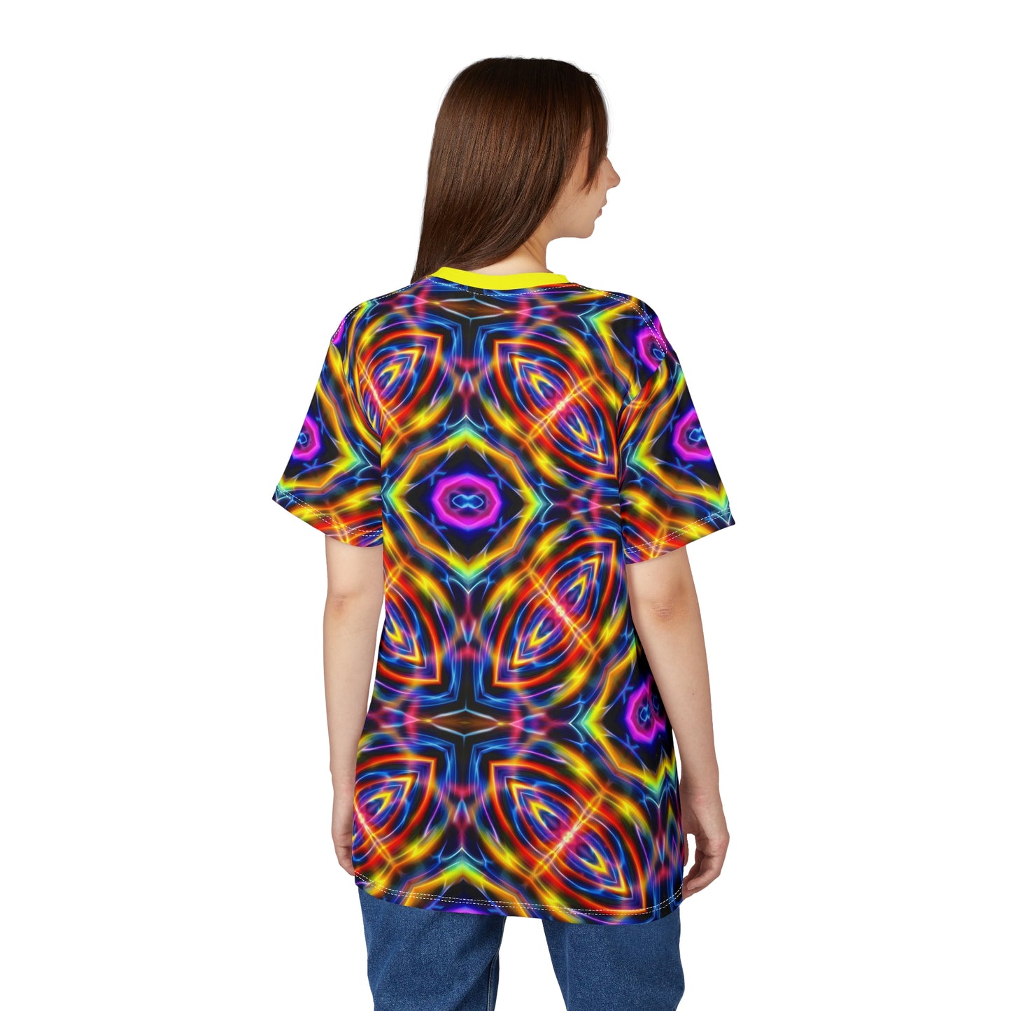 Auric Motion T-Shirt - Neon Energy Waves - Psychedelic Vibration Pattern - Sacred Geometry Tee for Festivals