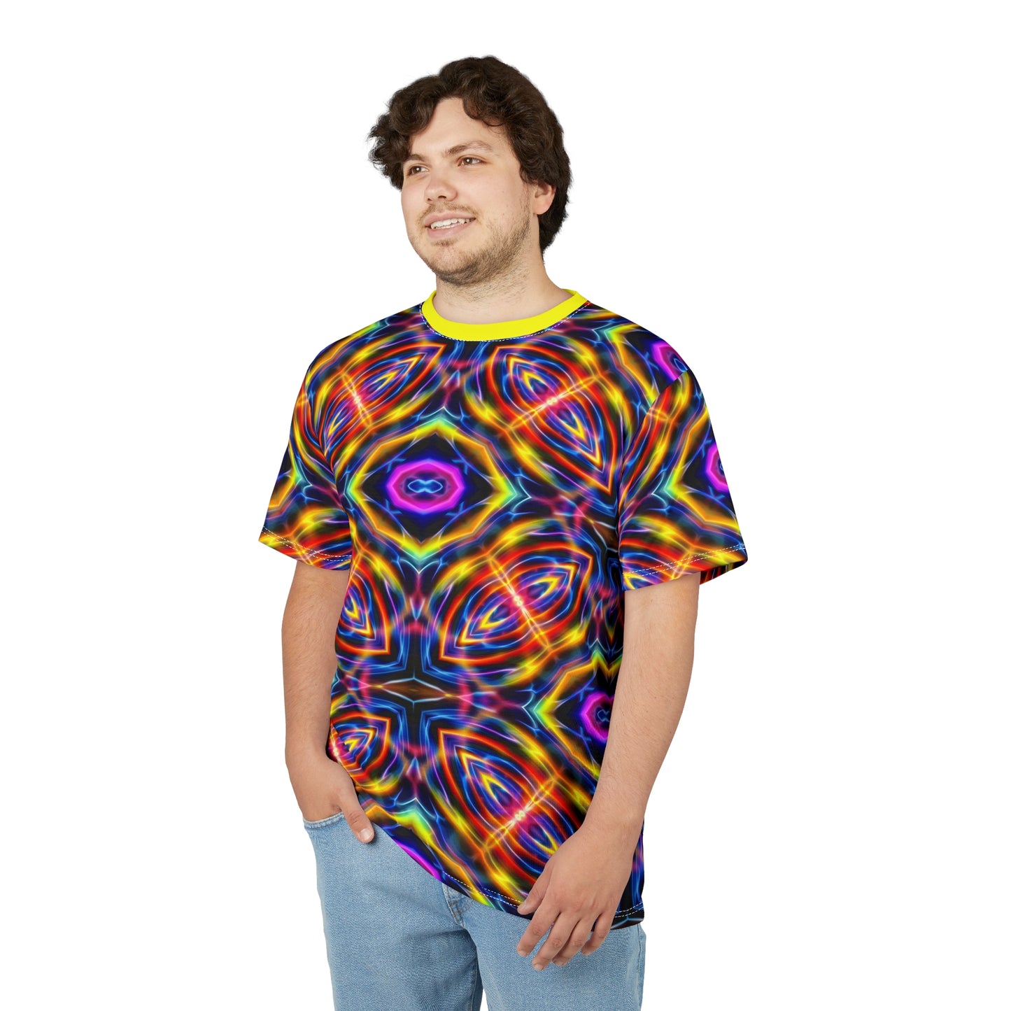 Auric Motion T-Shirt - Neon Energy Waves - Psychedelic Vibration Pattern - Sacred Geometry Tee for Festivals