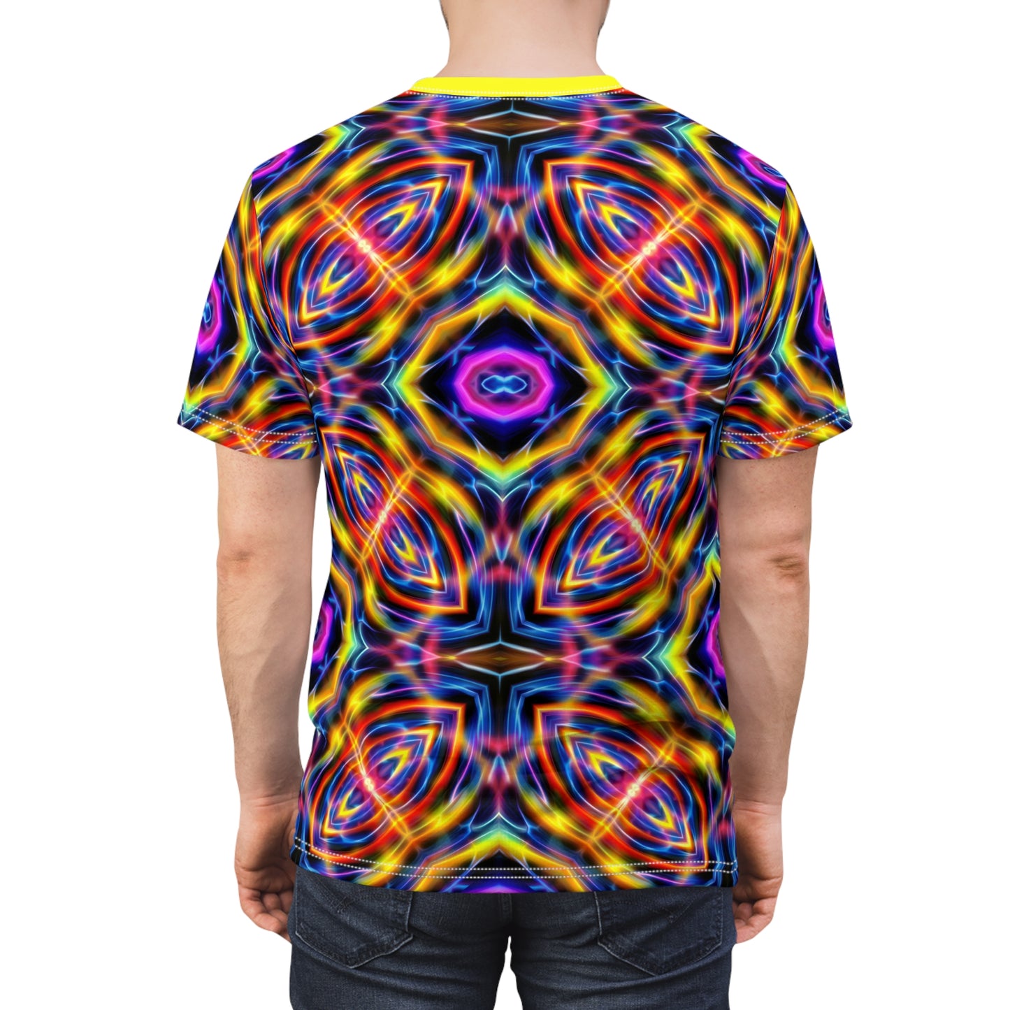 Auric Motion T-Shirt - Neon Energy Waves - Psychedelic Vibration Pattern - Sacred Geometry Tee for Festivals