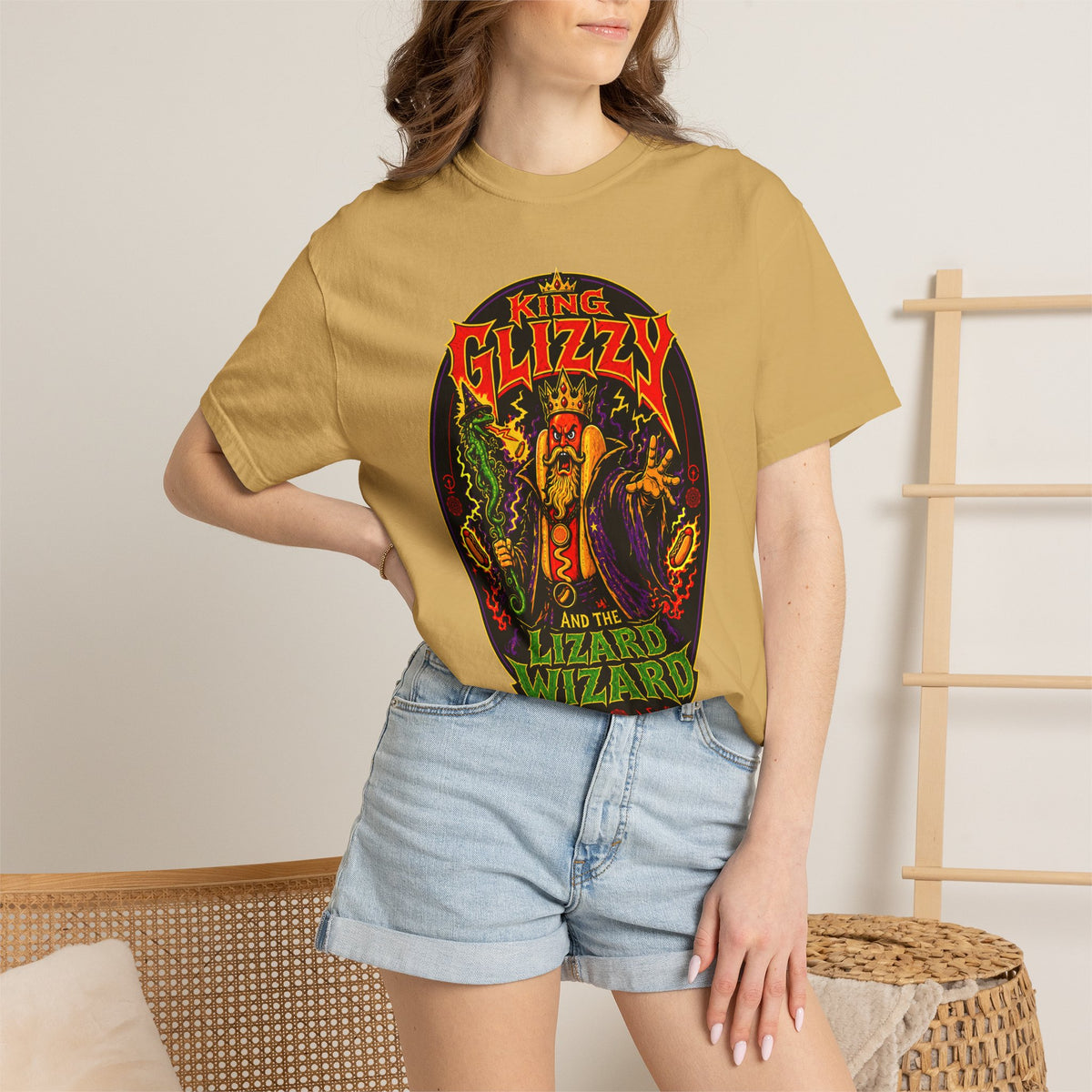 King Glizzy and the Lizard Wizard Retro Rock Graphic T-Shirt