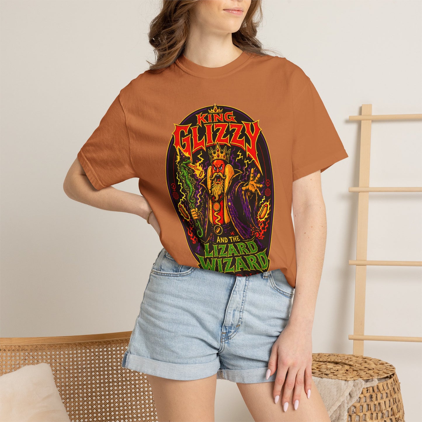 King Glizzy and the Lizard Wizard Retro Rock Graphic T-Shirt