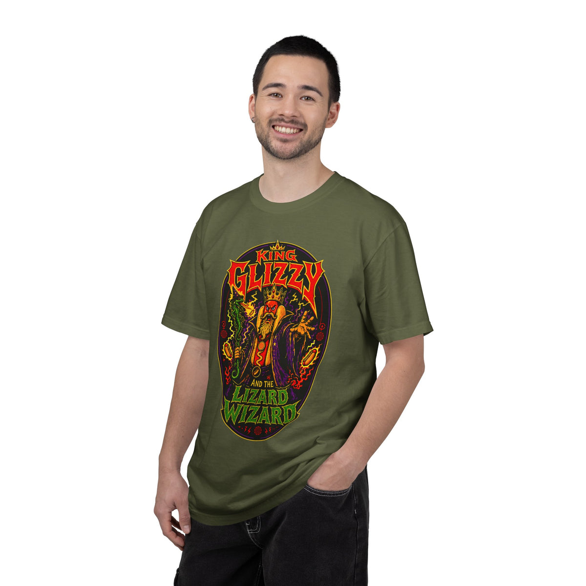 King Glizzy and the Lizard Wizard Retro Rock Graphic T-Shirt
