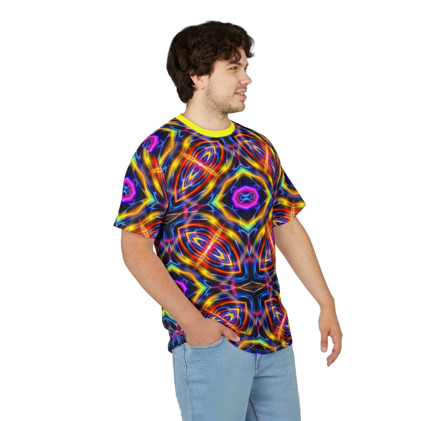 Auric Motion T-Shirt - Neon Energy Waves - Psychedelic Vibration Pattern - Sacred Geometry Tee for Festivals