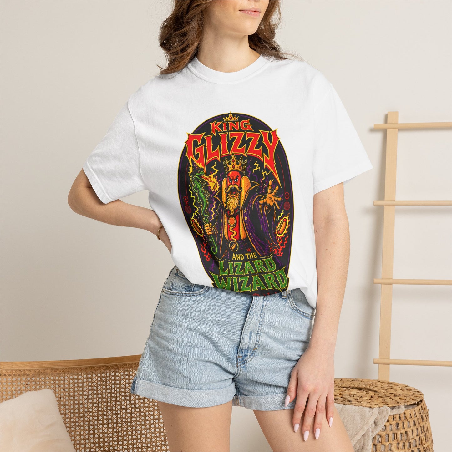 King Glizzy and the Lizard Wizard Retro Rock Graphic T-Shirt
