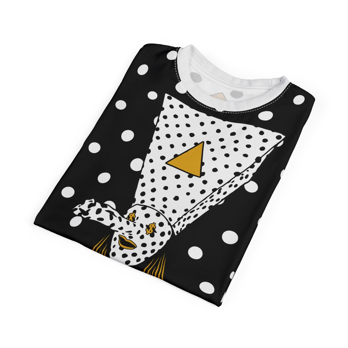 Polka Dot Clown Illustration Tee | Black White Yellow