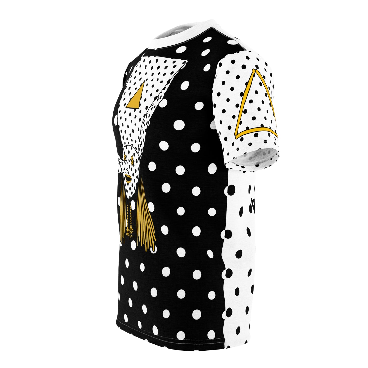 Polka Dot Clown Illustration Tee | Black White Yellow