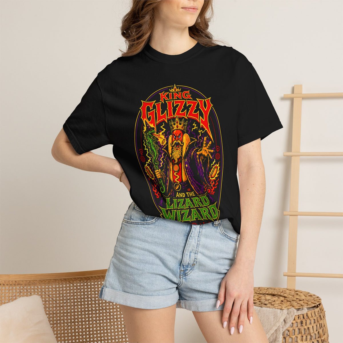 King Glizzy and the Lizard Wizard Retro Rock Graphic T-Shirt