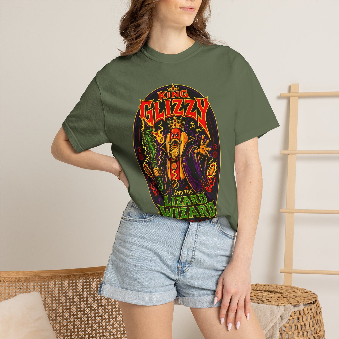 King Glizzy and the Lizard Wizard Retro Rock Graphic T-Shirt