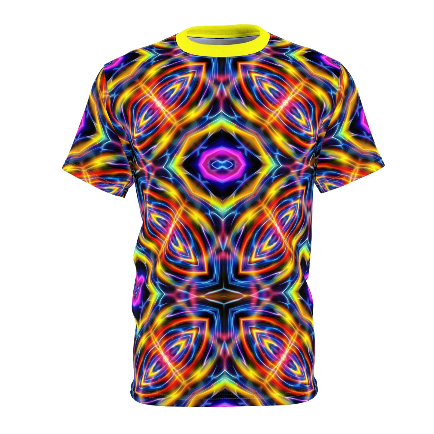 Auric Motion T-Shirt - Neon Energy Waves - Psychedelic Vibration Pattern - Sacred Geometry Tee for Festivals